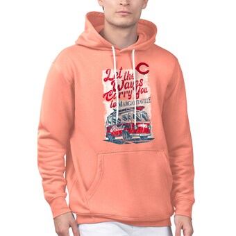 Men's Cincinnati Reds Margaritaville Coral Bus Waves Graphic Pullover Hoodie