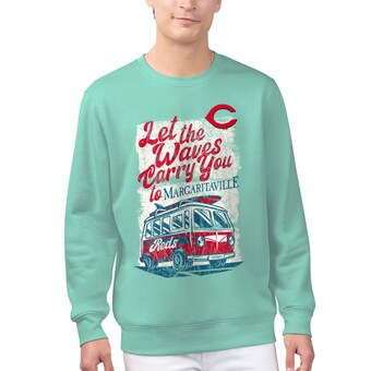 Men's Cincinnati Reds Margaritaville Mint Bus Waves Graphic Pullover Sweatshirt