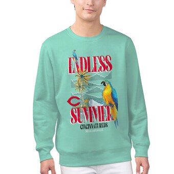 Men's Cincinnati Reds Margaritaville Mint Endless Summer Parrot Graphic Pullover Sweatshirt