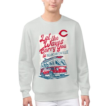 Men's Cincinnati Reds Margaritaville Silver Bus Waves Graphic Pullover Sweatshirt