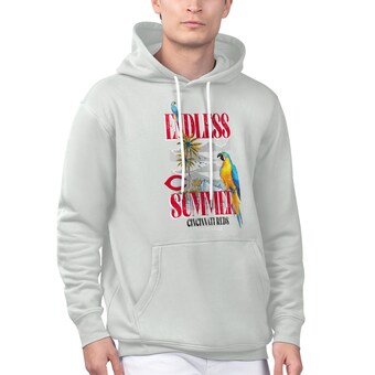 Men's Cincinnati Reds Margaritaville Silver Endless Summer Parrot Graphic Pullover Hoodie