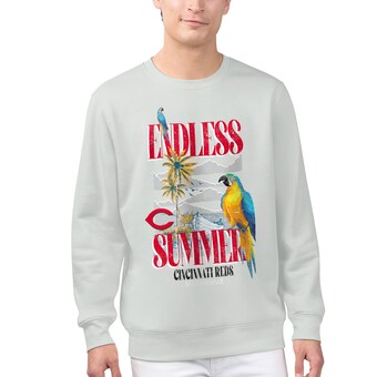 Men's Cincinnati Reds Margaritaville Silver Endless Summer Parrot Graphic Pullover Sweatshirt