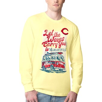 Men's Cincinnati Reds Margaritaville Yellow Bus Waves Graphic Long Sleeve T-Shirt