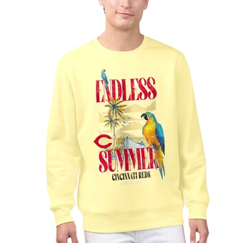 Men's Cincinnati Reds Margaritaville Yellow Endless Summer Parrot Graphic Pullover Sweatshirt