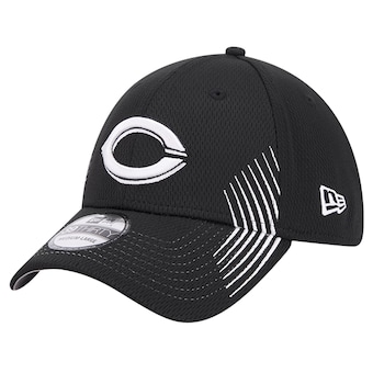 Men's Cincinnati Reds New Era Black Active Dash Mark 39THIRTY Flex Hat