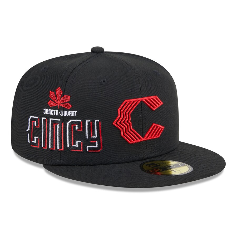 Men's Cincinnati Reds New Era Black City Connect Icon 59FIFTY Fitted Hat