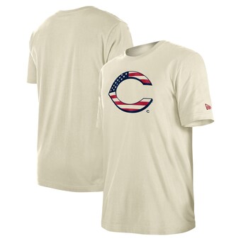 Men's Cincinnati Reds New Era Cream Americana Flag Fill T-Shirt