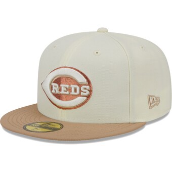 Men's Cincinnati Reds New Era Cream Chrome Camel Rust Undervisor 59FIFTY Fitted Hat