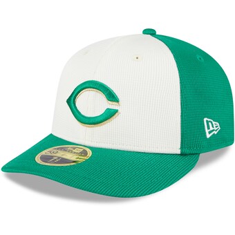 Men's Cincinnati Reds New Era White/Green 2024 St. Patrick's Day Low Profile 59FIFTY Fitted Hat