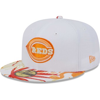 Men's Cincinnati Reds New Era White/Orange Flamingo 59FIFTY Fitted Hat