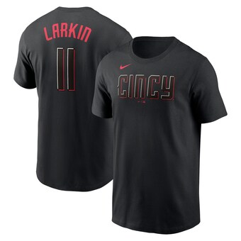 Men's Cincinnati Reds Barry Larkin Nike Black City Connect Name & Number T-Shirt
