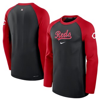 Men's Cincinnati Reds Nike Black Authentic Collection Game Time Raglan Performance Long Sleeve T-Shirt