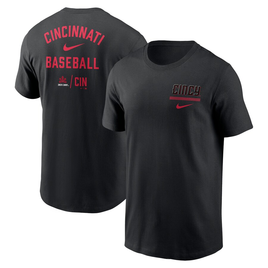 Men's Cincinnati Reds  Nike Black City Connect Double T-Shirt