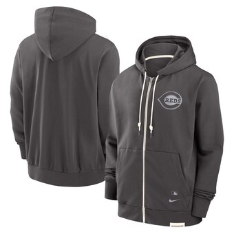 Men's Cincinnati Reds Nike Charcoal Authentic Collection Travel Player Performance Full-Zip Hoodie