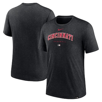 Men's Cincinnati Reds Nike Heather Black Authentic Collection Early Work Tri-Blend Performance T-Shirt