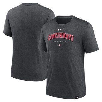 Men's Cincinnati Reds Nike Heather Charcoal Authentic Collection Early Work Tri-Blend Performance T-Shirt