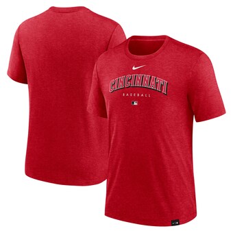 Men's Cincinnati Reds Nike Heather Red Authentic Collection Early Work Tri-Blend Performance T-Shirt