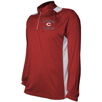 Men's Cincinnati Reds Stitches Red/Gray Raglan Sleeve Quarter-Zip Pullover Top