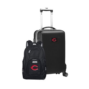 Cincinnati Reds MOJO Black Personalized Deluxe 2-Piece Backpack & Carry-On Set