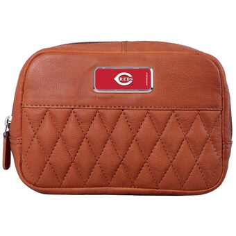 Cincinnati Reds Tan Color Logo Plate Brea Canyon Zurich Leather Cross Body Bag