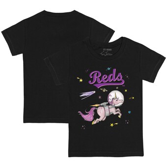 Toddler Cincinnati Reds Tiny Turnip Black Space Unicorn T-Shirt