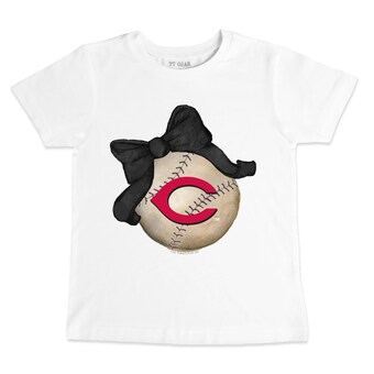 Toddler Cincinnati Reds Tiny Turnip White Baseball Bow T-Shirt