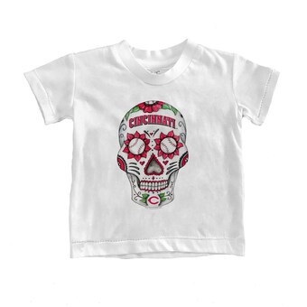 Toddler Cincinnati Reds Tiny Turnip White Sugar Skull T-Shirt