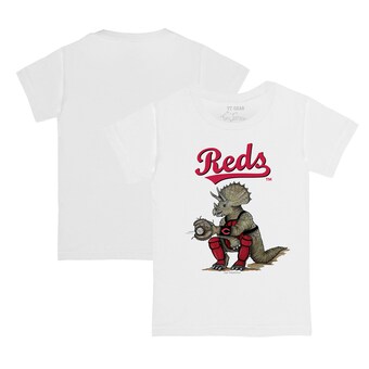 Toddler Cincinnati Reds Tiny Turnip White Triceratops T-Shirt