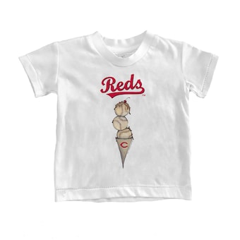 Toddler Cincinnati Reds Tiny Turnip White Triple Scoop T-Shirt