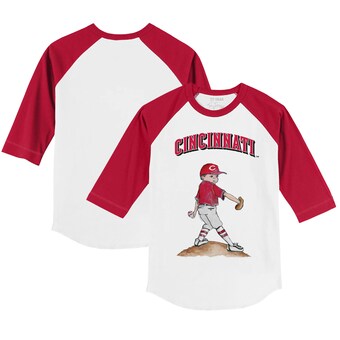 Toddler Cincinnati Reds Tiny Turnip White/Red Clemente 3/4-Sleeve Raglan T-Shirt