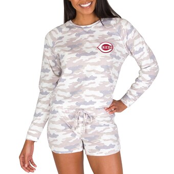 Women's Cincinnati Reds Concepts Sport Cream Encounter Long Sleeve Top & Short Sleep Set