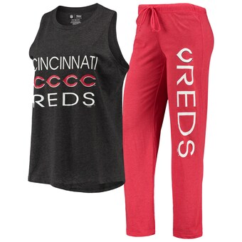 Women's Cincinnati Reds Concepts Sport Red/Black Meter Muscle Tank Top & Pants Sleep Set