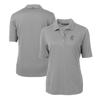 Women's Cincinnati Reds Cutter & Buck Gray Cooperstown Collection DryTec Virtue Eco Pique Recycled Polo