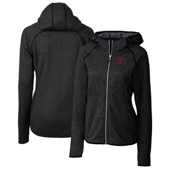 Women's Cincinnati Reds Cutter & Buck Heather Charcoal City Connect Mainsail Full-Zip Hooded Jacket