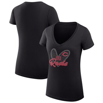 Women's Cincinnati Reds G-III 4Her by Carl Banks Black Leopard Heart Fitted V-Neck T-Shirt