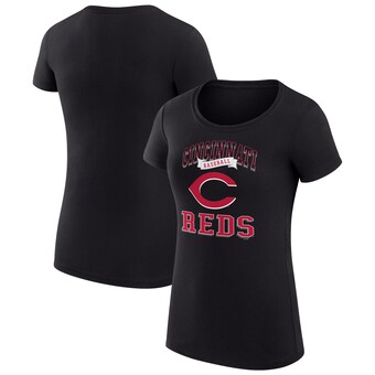 Women's Cincinnati Reds G-III 4Her by Carl Banks Black Team Logo Graphic Fitted T-Shirt