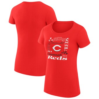 Women's Cincinnati Reds G-III 4Her by Carl Banks Red Collage Team Graphic Crew Neck Fitted T-Shirt