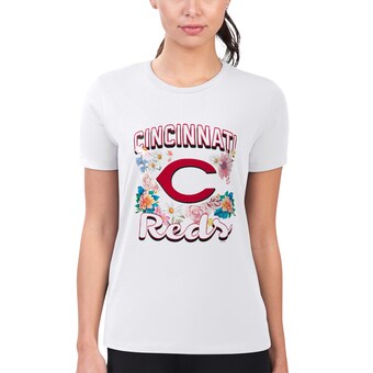 Women's Cincinnati Reds G-III 4Her by Carl Banks White Flowers Graphic Fitted T-Shirt