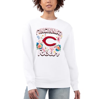 Women's Cincinnati Reds G-III 4Her by Carl Banks White Flowers Graphic Pullover Sweatshirt