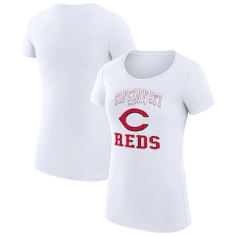 Women's Cincinnati Reds G-III 4Her by Carl Banks White Team Logo Graphic Fitted T-Shirt