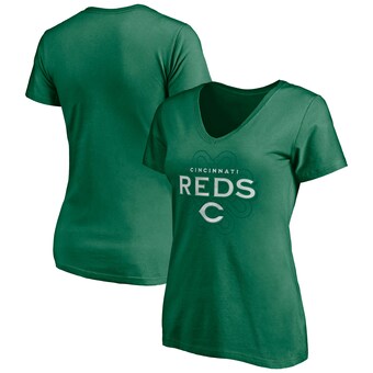 Women's Cincinnati Reds Kelly Green St. Patrick's Day Team Celtic Knot V-Neck T-Shirt