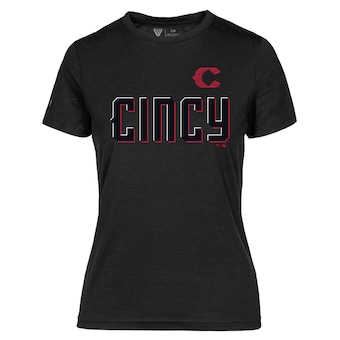 Women's Cincinnati Reds Levelwear Black City Connect Maddox Core Logo T-Shirt