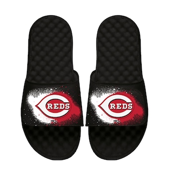 Youth Cincinnati Reds ISlide Black Spray Paint Slide Sandals