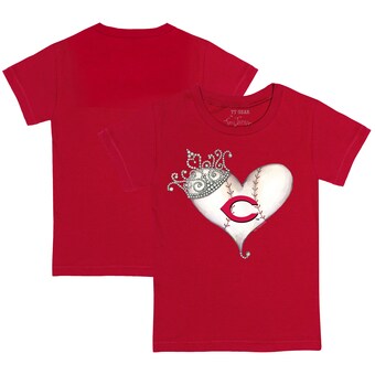 Youth Cincinnati Reds Tiny Turnip Red Tiara Heart T-Shirt