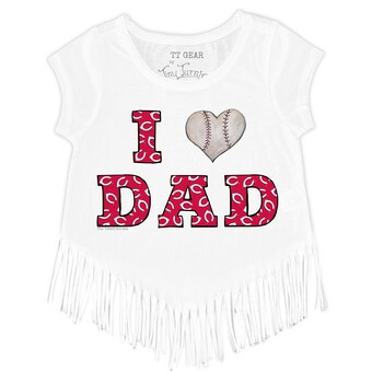 Youth Cincinnati Reds Tiny Turnip White I Love Dad Fringe T-Shirt