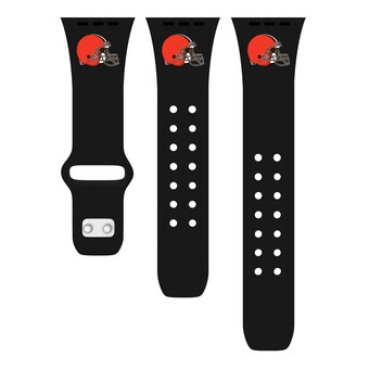 Black Cleveland Browns Logo Silicone Apple Watch Band