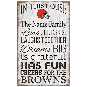 Cleveland Browns Personalized 11" x 19" In This House Sign
