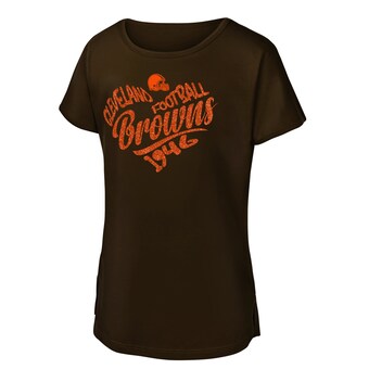 Girls Youth Cleveland Browns Brown Script Heart Dolman T-Shirt