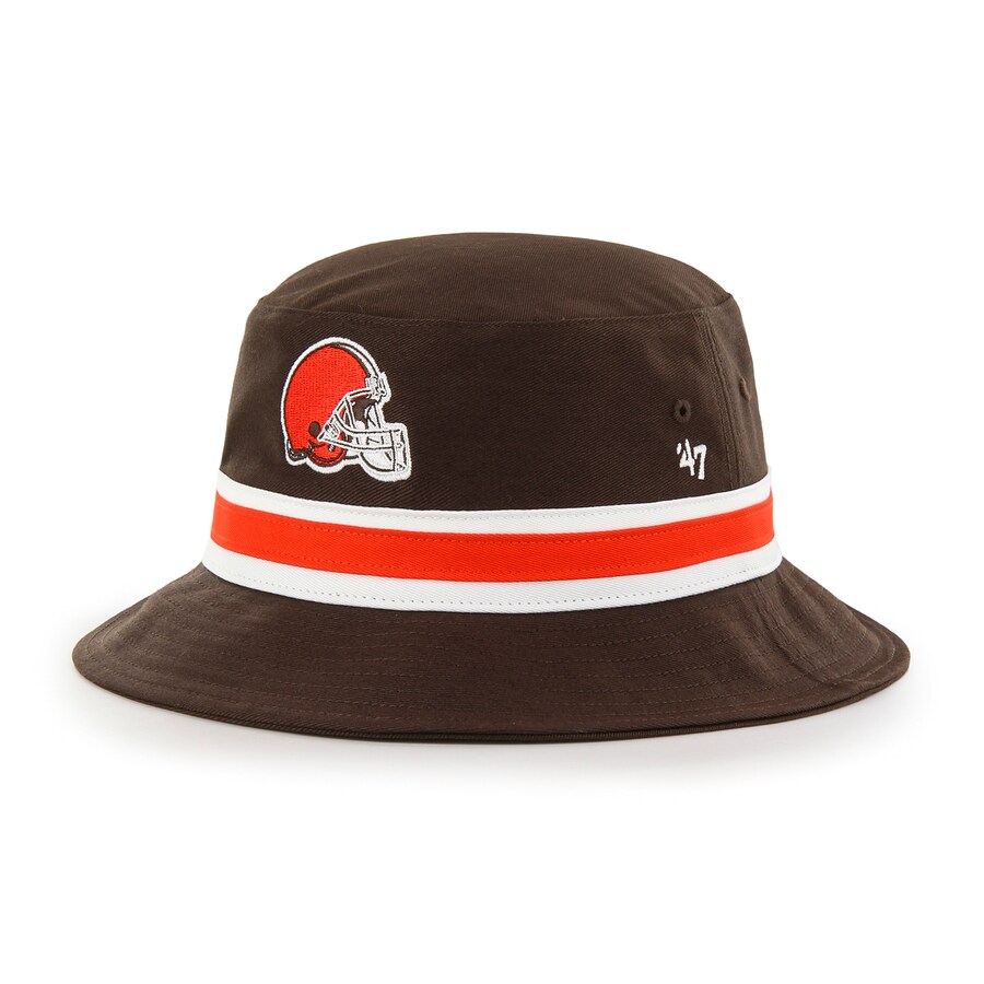 Men's '47 Brown Cleveland Browns Logo Striped Bucket Hat