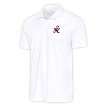 Men's Antigua White Cleveland Browns Team Logo Throwback Big & Tall Tribute Polo